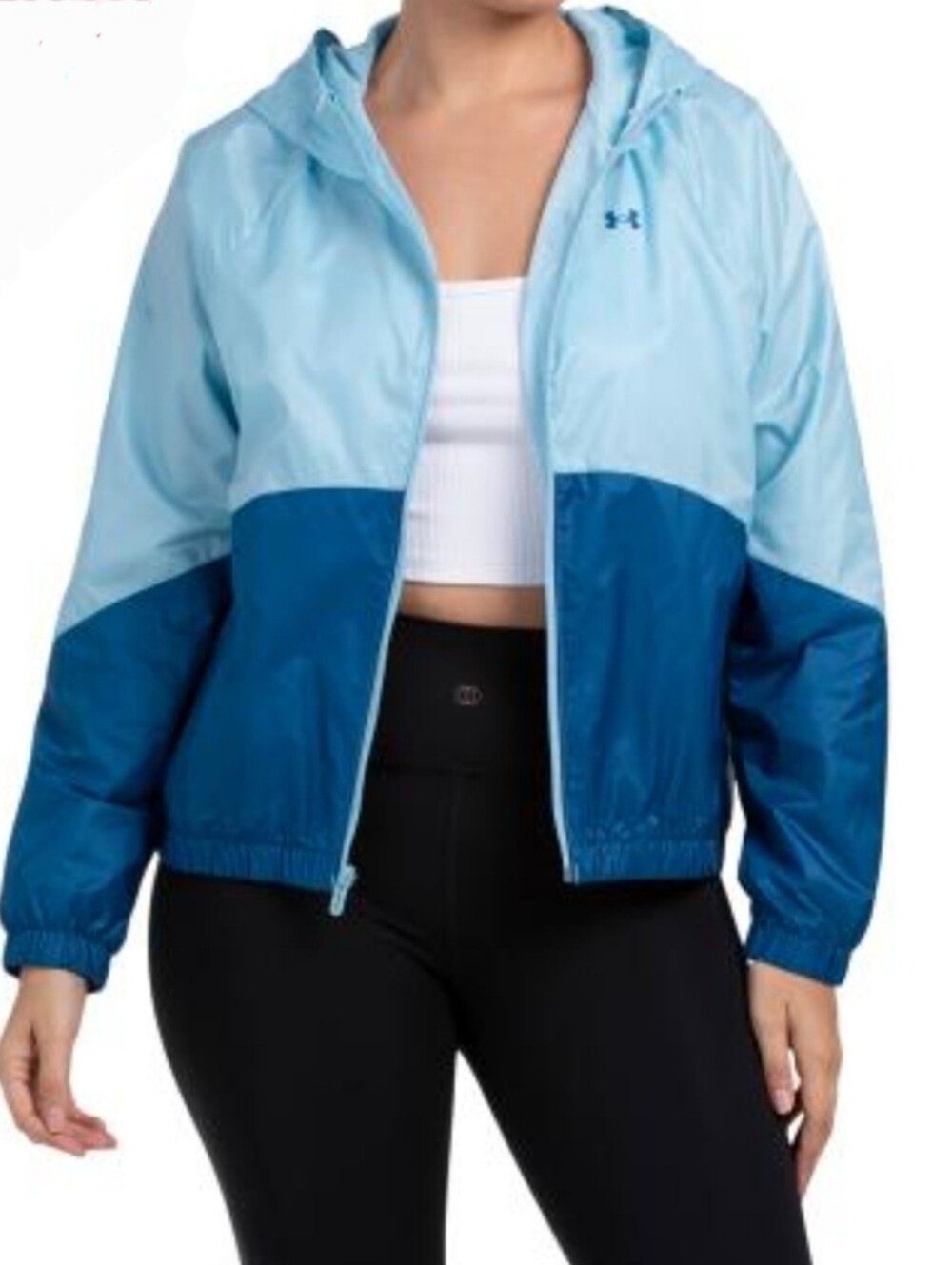 NWT Under Armour Two-Tone Blue Hooded Sport Windbreaker Jacket ■ Size Medium